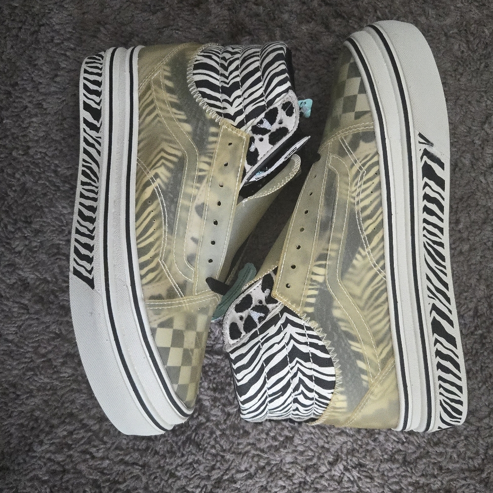 Vans Sk8 Hi Mixed Media Women 10.5 Zebra Black And White Plastic Platform 092025 - Picture 8 of 9